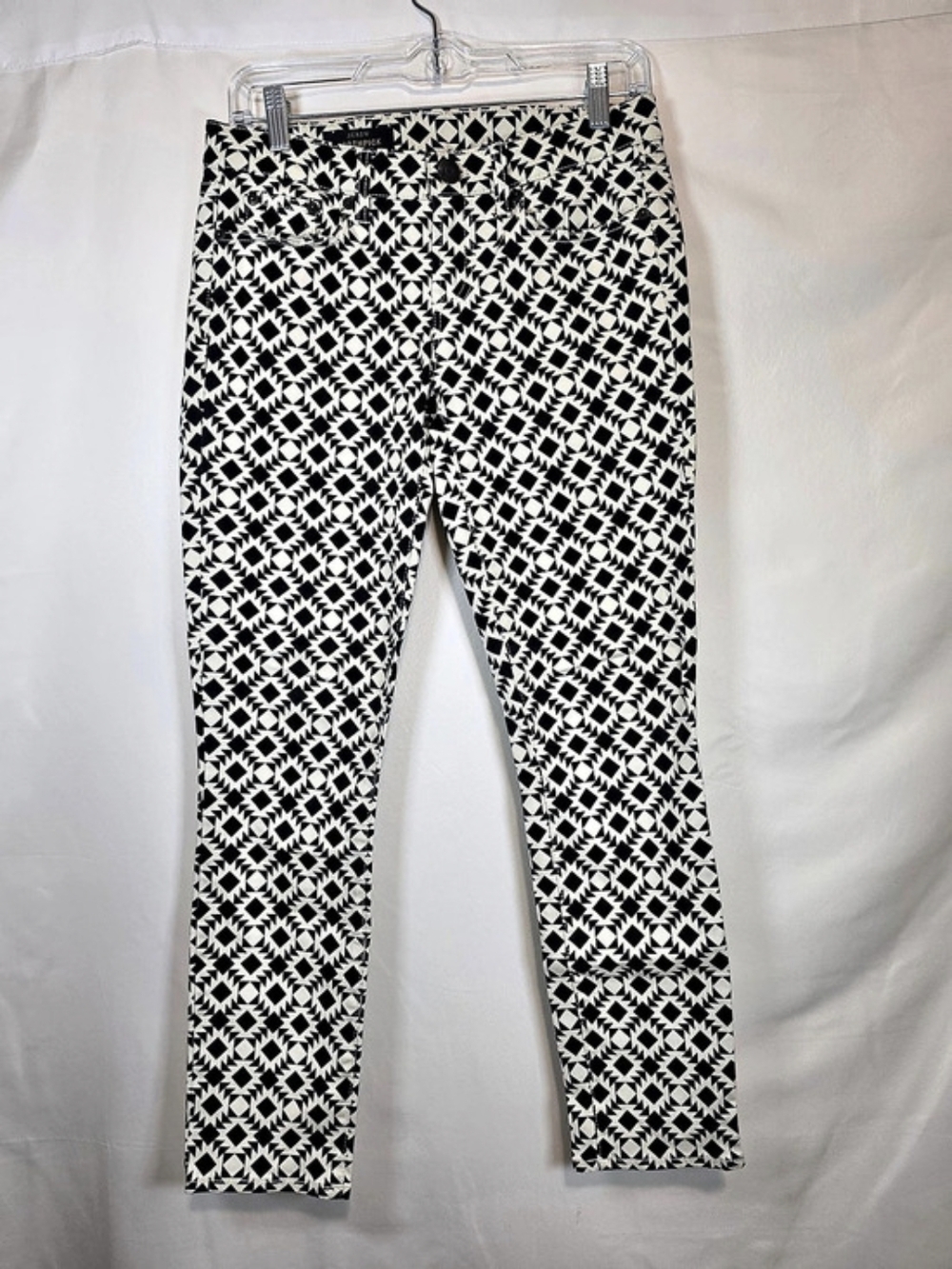 J.Crew Toothpick Ankle Jean in Geometric Print Ankle Pants in Black & White